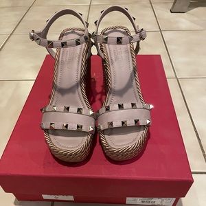 Valentino Rockstud Wedge Sandals